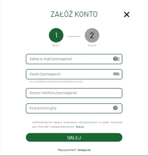 Rejestracja w TOTALbet.pl